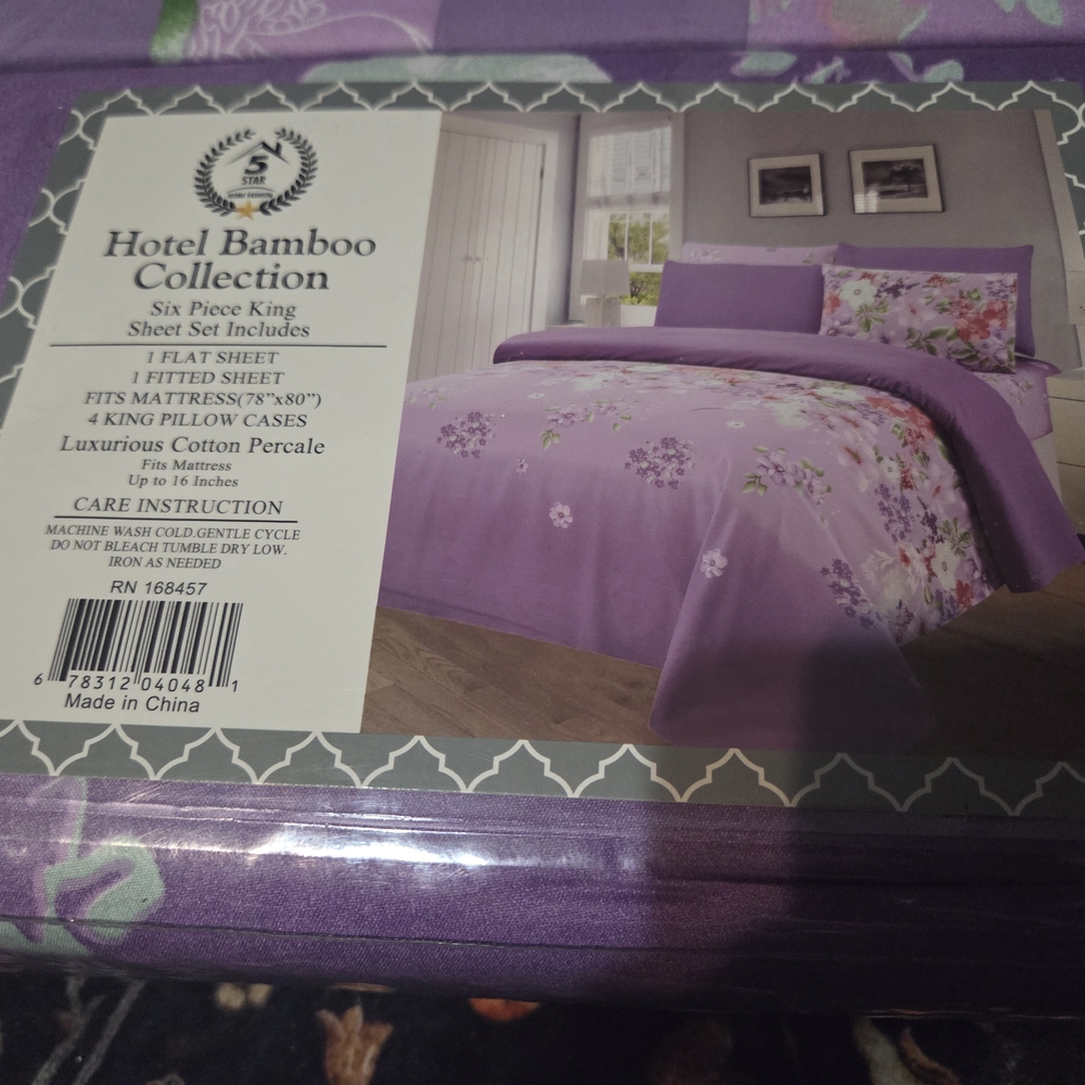 Purple Floral King Sheet Set